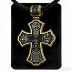 Holy Family of Mary Sacred Heart of Jesus IHS Double-Sided S925 Sterling Silver Cross