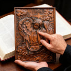 🌟 Archangel Chamuel Wood Carving – Angel of Peaceful Relationships 🌟