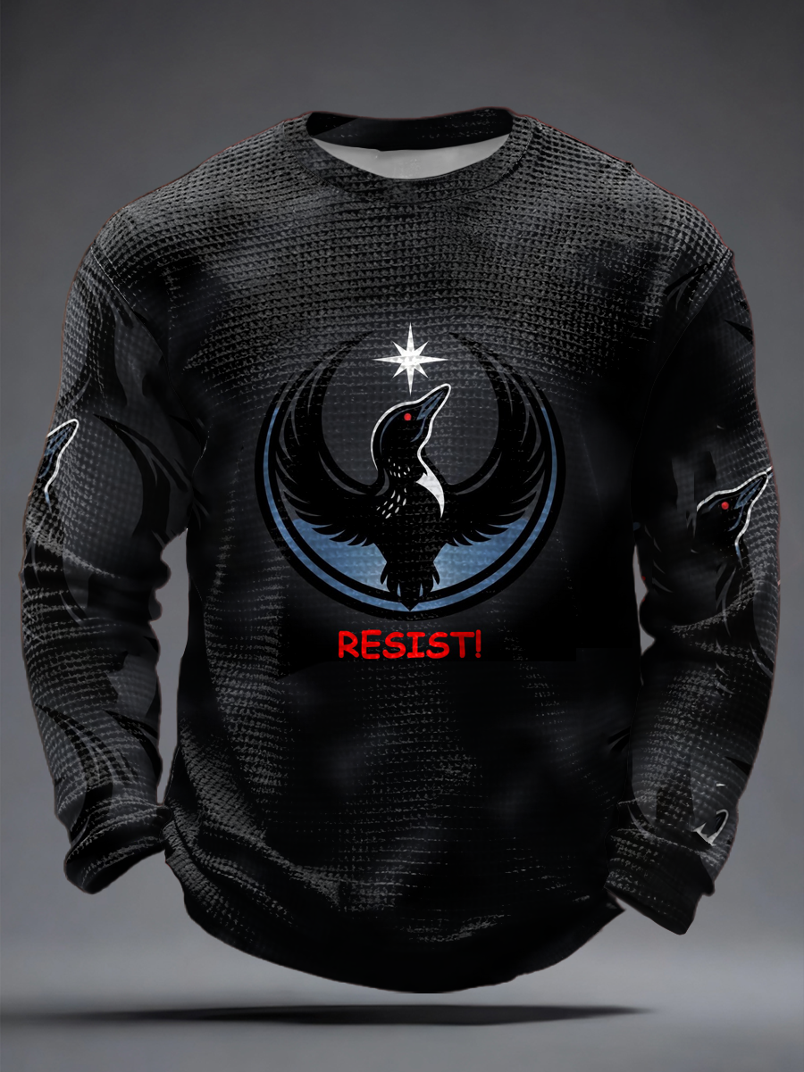 Men's The Loon Platoon Rebel Alliance Resist Printed Waffle Long Sleeve T-Shirt🔥