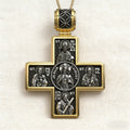 Double-Sided S925K Sterling Silver Sacred Heart and Saint Cross Pendant—Your Daily Spiritual Companion