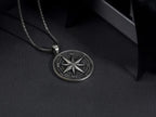 Handmade S925K Silver Compass Pendant Necklace