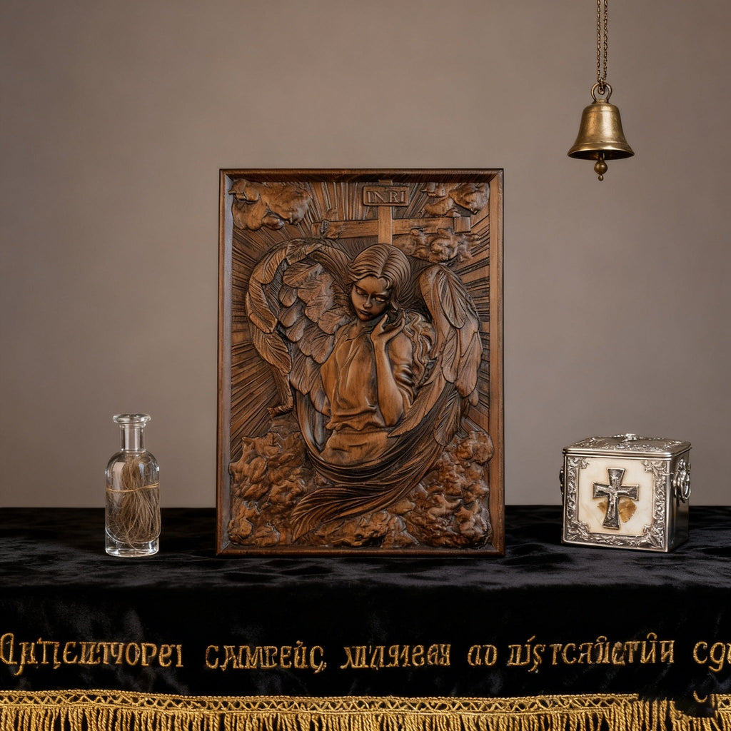 🌟 Archangel Chamuel Wood Carving – Angel of Peaceful Relationships 🌟