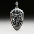 S925K Silver Necklace Sword and Shield Rose: Embedded Shield of Faith