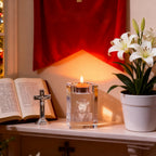 Jesus Crystal Engraved Candle Holder: Light & Faith in One🕯️