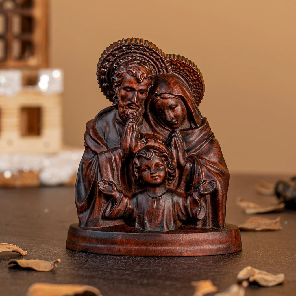 Holy Family Round Wooden Tabletop Ornament