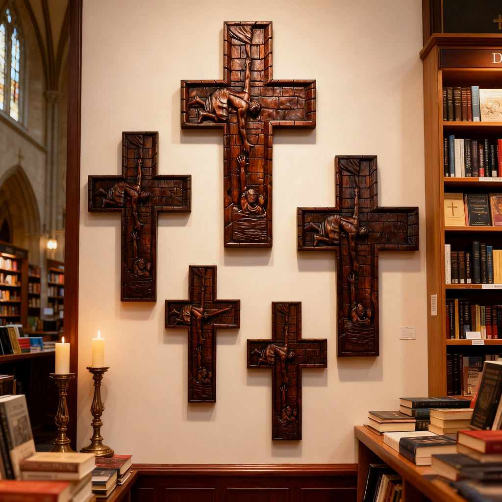 BGCOPPER Savior Jesus Cross - Carved from Natural Wood