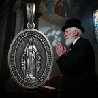 S925K Silver Miracle Medal English Version Inscription Necklace