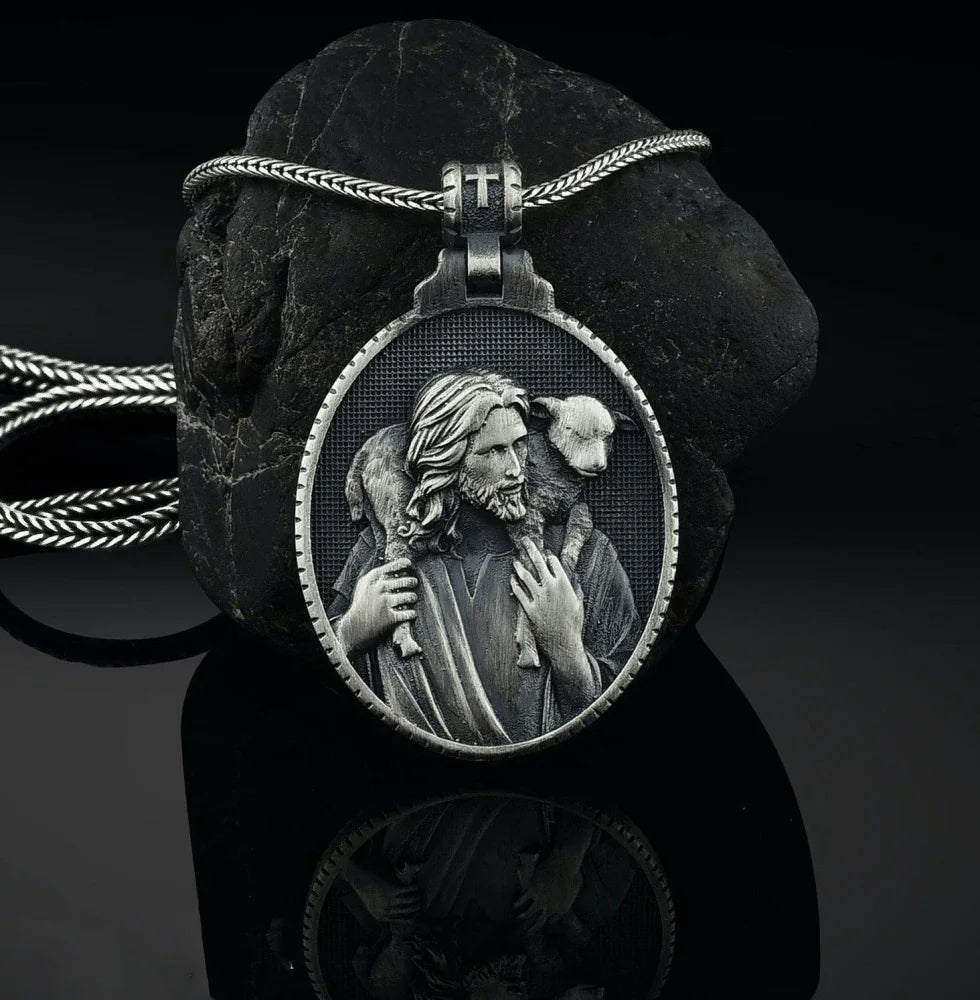 The Good Shepherd Sterling Silver Necklace - Sacred Symbol of Christ's Loving Care - John 10:14