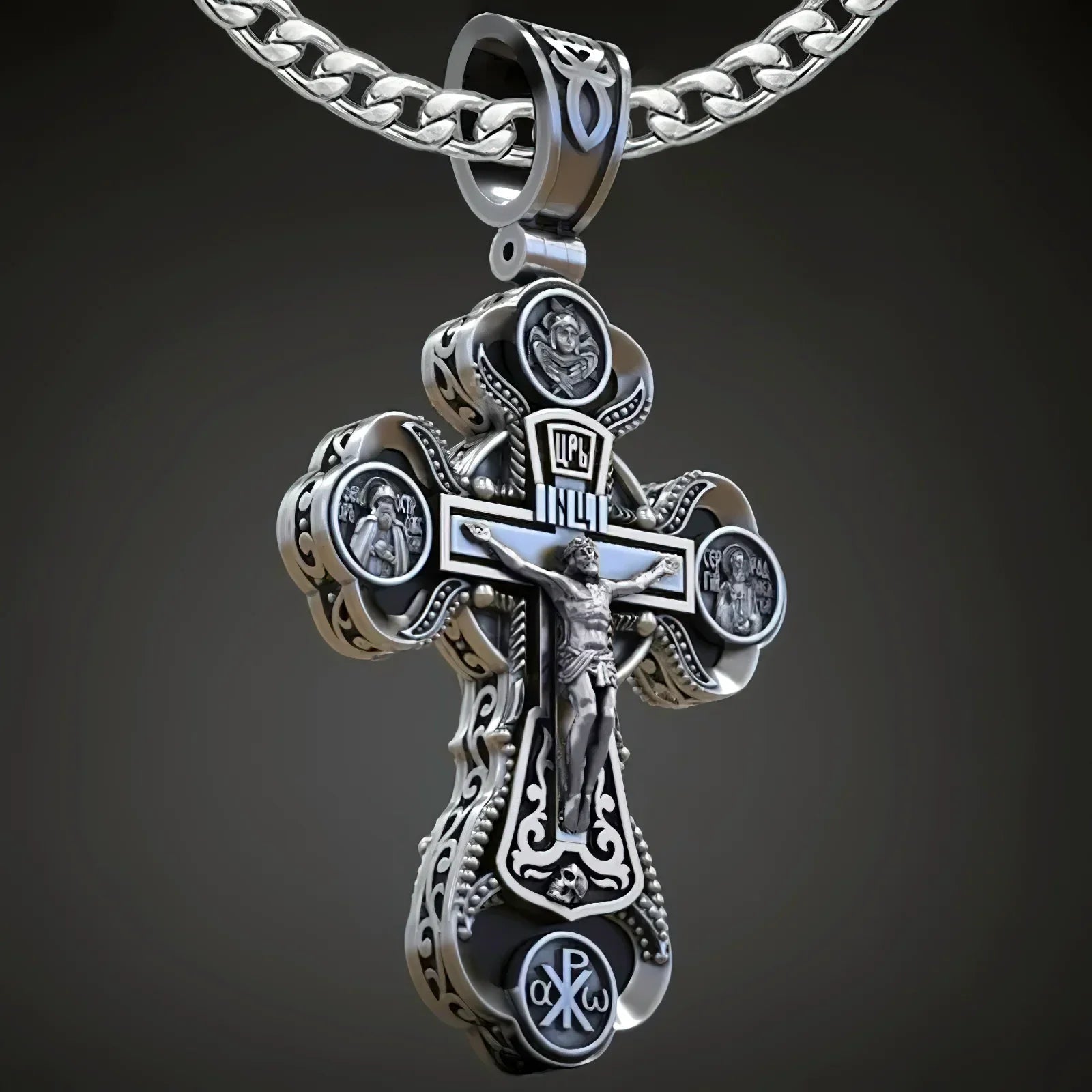 Two-Sided Devotional Cross - Jesus & Mary in 925 Silver - Wearable Faith