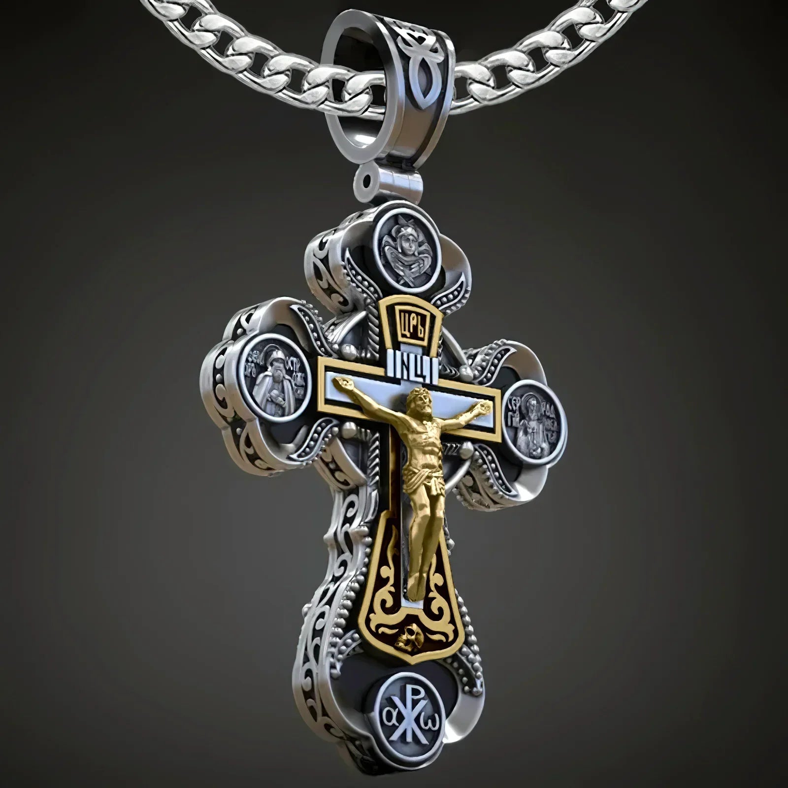 Two-Sided Devotional Cross - Jesus & Mary in 925 Silver - Wearable Faith