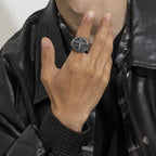 S925K Silver Jesus Crucifixion St. Benedict Medal Ring