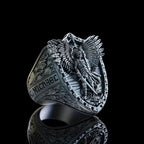 Archangel Michael Titanium Steel Bracelet S925K Silver Ring Set