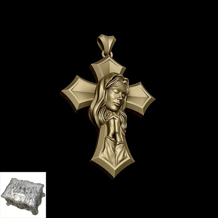 Crucifixion Prayer Necklace Madonna Prayer S925K Silver Necklace