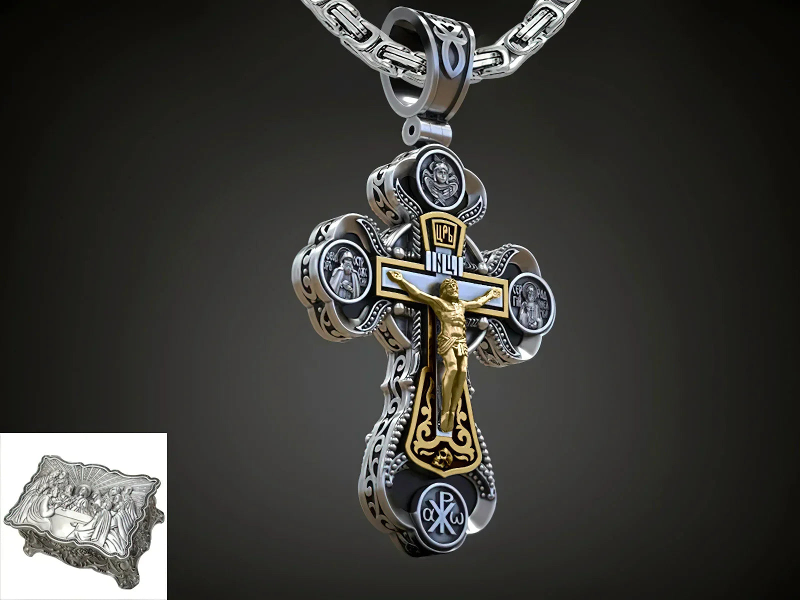 Two-Sided Devotional Cross - Jesus & Mary in 925 Silver - Wearable Faith