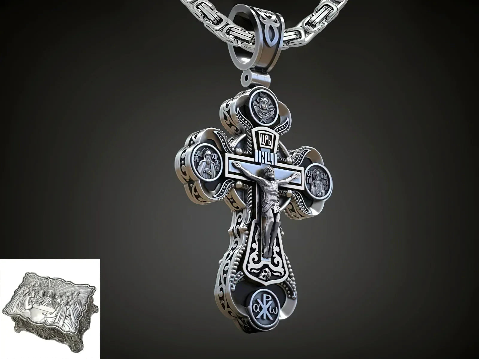 Two-Sided Devotional Cross - Jesus & Mary in 925 Silver - Wearable Faith