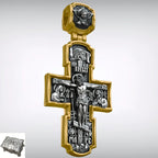 Orthodox S925K Silver Double-Sided Engraved Jesus Christ Crucified and Saints Orthodox Necklace