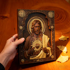 Our Lord Jesus Sacred Heart Wood Carving - Christian Catholic Personalized Carving Gift