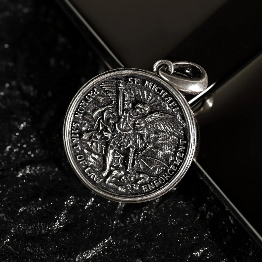 Archangel Michael S925K Silver Round Necklace