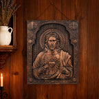 Our Lord Jesus Sacred Heart Wood Carving - Christian Catholic Personalized Carving Gift