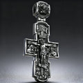 Orthodox S925K Silver Double-Sided Engraved Jesus Christ Crucified and Saints Orthodox Necklace