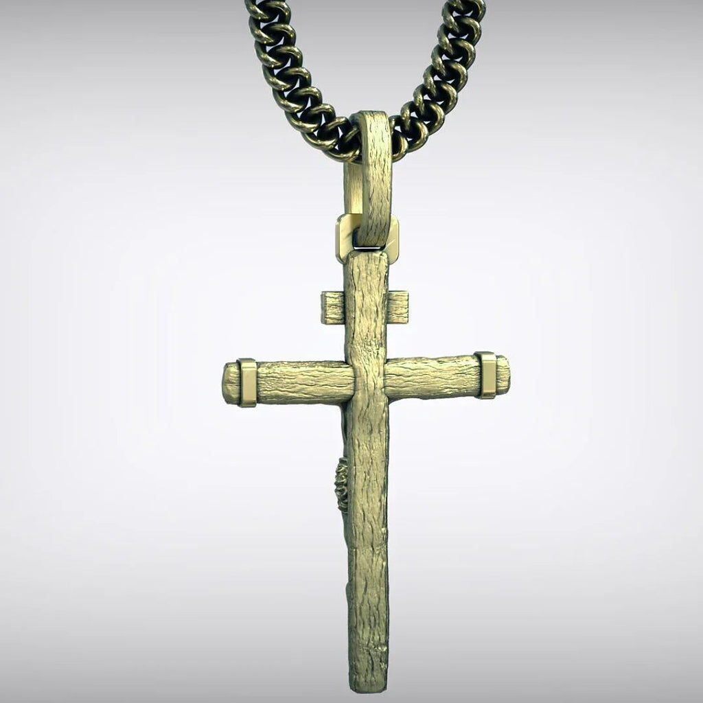Jesus Crucifixion S925K Silver Crucifix Pendant- with 5mm Titanium Cuban Chain