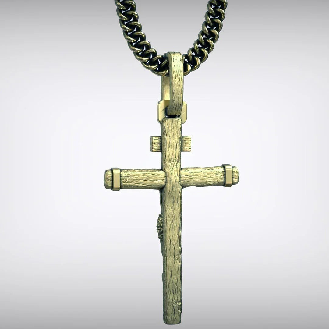 Jesus Crucifixion S925K Silver Crucifix Pendant- with 5mm Titanium Cuban Chain