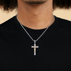 Artisan-Carved Copper Jesus Cross Pendant - Moissanite-Encrusted Hip Hop Religious Necklace