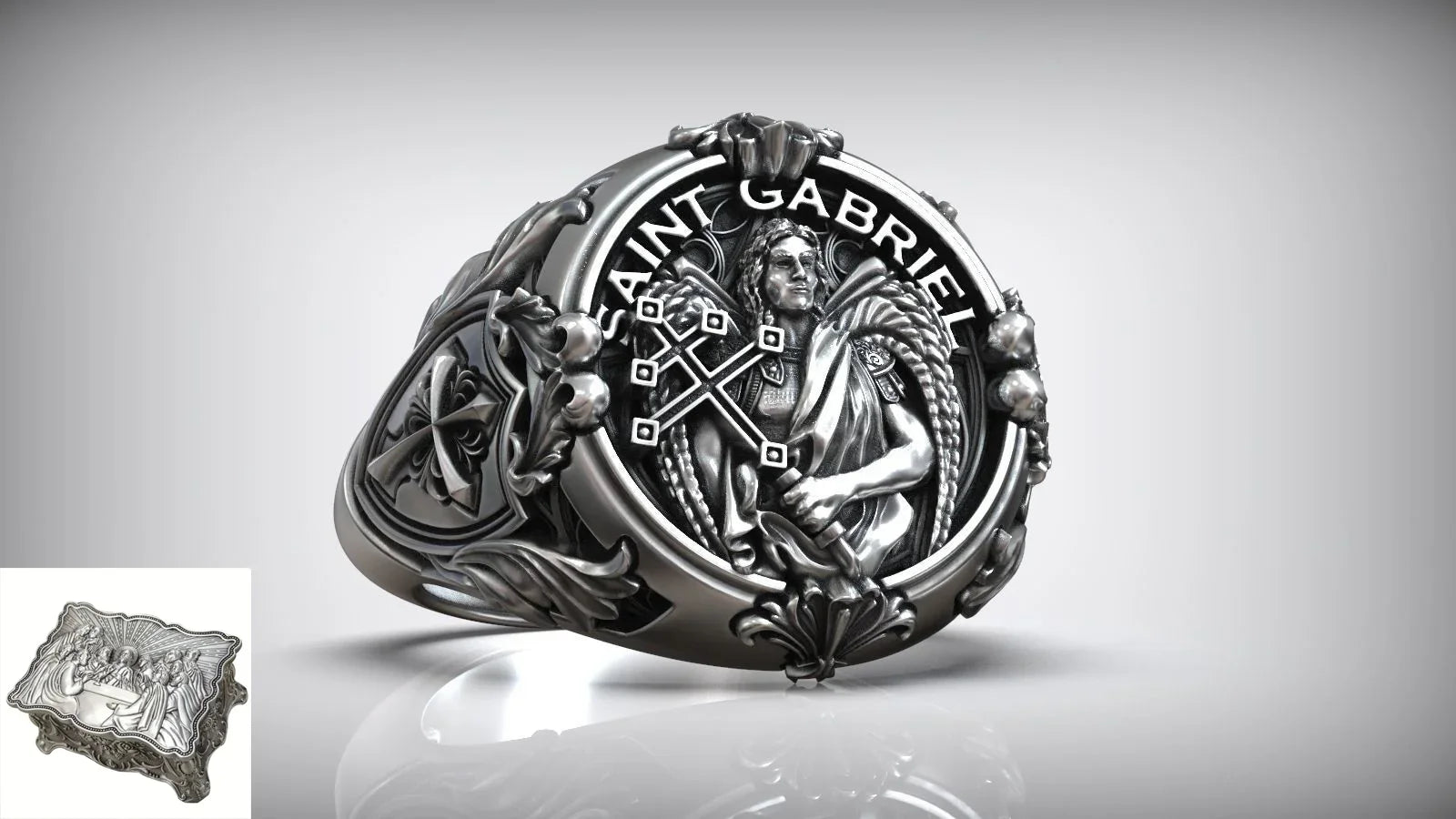 St. Michael Archangel Holy Sword Gabriel Angel S925K Silver Ring