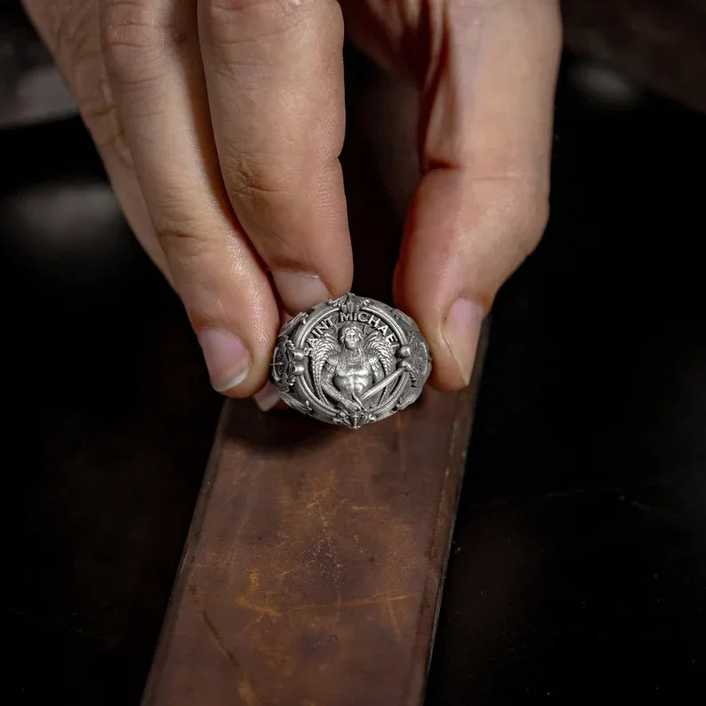 St. Michael Archangel Holy Sword Gabriel Angel S925K Silver Ring