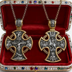 Double-sided S925k silver pendant depicting the Passion of Christ and St. George slaying the dragon.