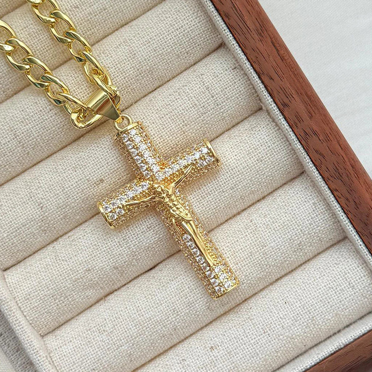 Jesus Cross Diamond - Encrusted Necklace