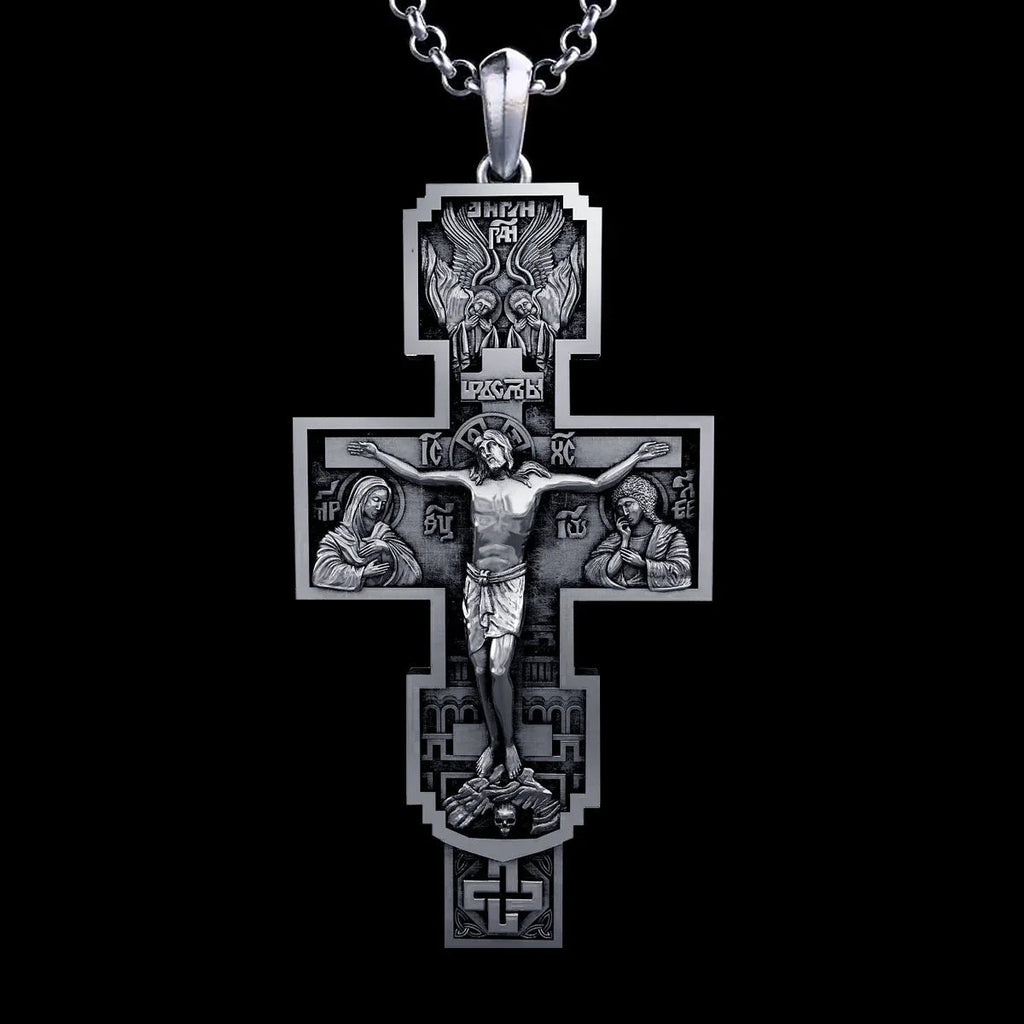 S925K Silver Orthodox Crucifixion Necklace