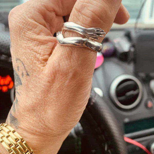 S925K Silver Embrace Gesture Ring