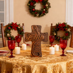 Ornate "Love" "Faith" "Hope" Wooden Cross, Solid Wood Cross