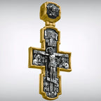 Orthodox S925K Silver Double-Sided Engraved Jesus Christ Crucified and Saints Orthodox Necklace