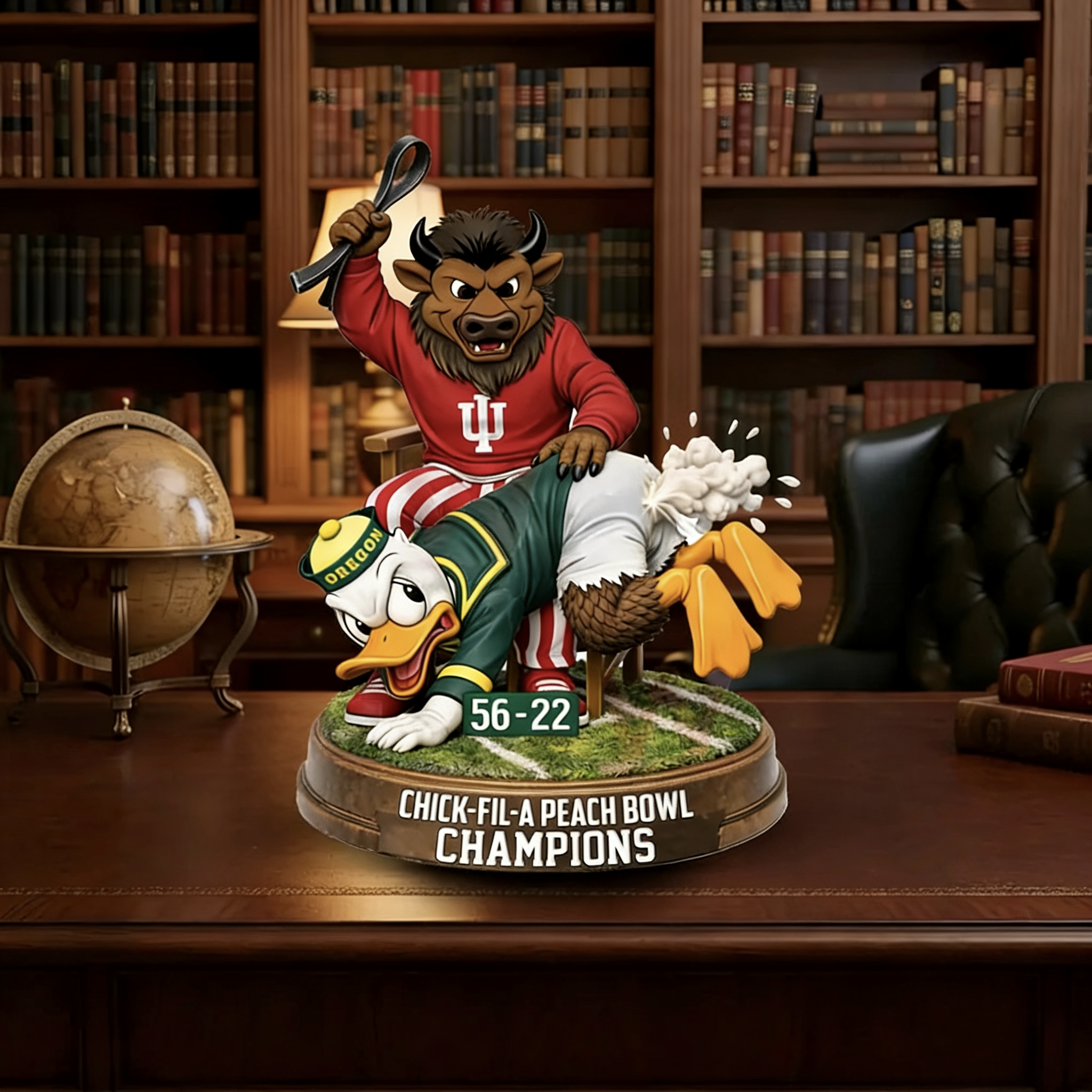 Indiana Hoosiers x Oregon Ducks Chick Fil a Peach Bowl Champions 3D Resin Figurine💋