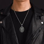 S925K Silver Miracle Medal English Version Inscription Necklace