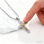 Titanium Steel Crucifix NecklacTitanium Steel Crucifix Necklace with Zircon | A Testament of Strength and Faithe with Zircon