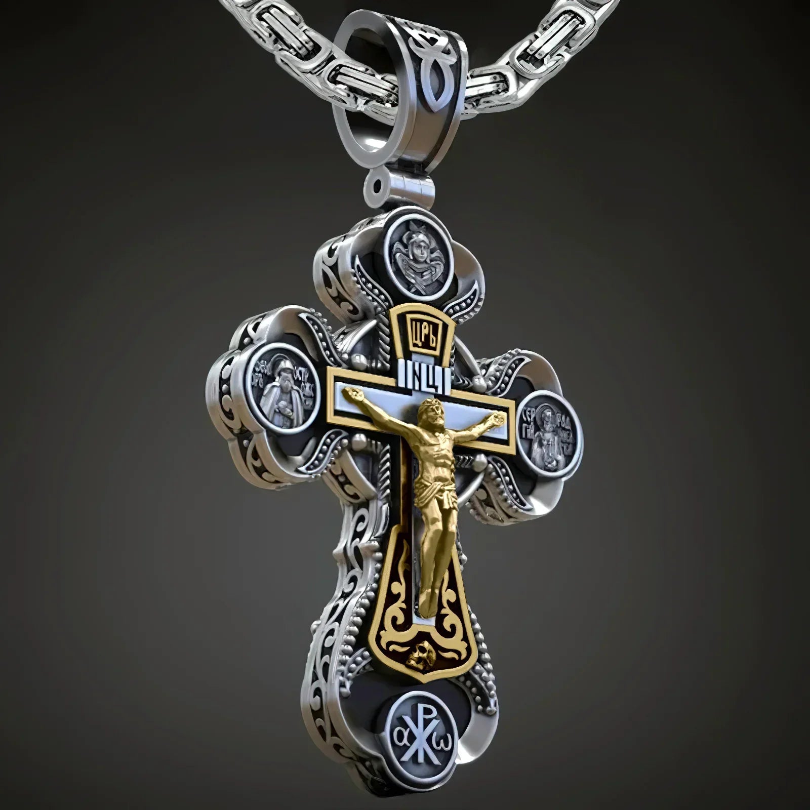 Two-Sided Devotional Cross - Jesus & Mary in 925 Silver - Wearable Faith