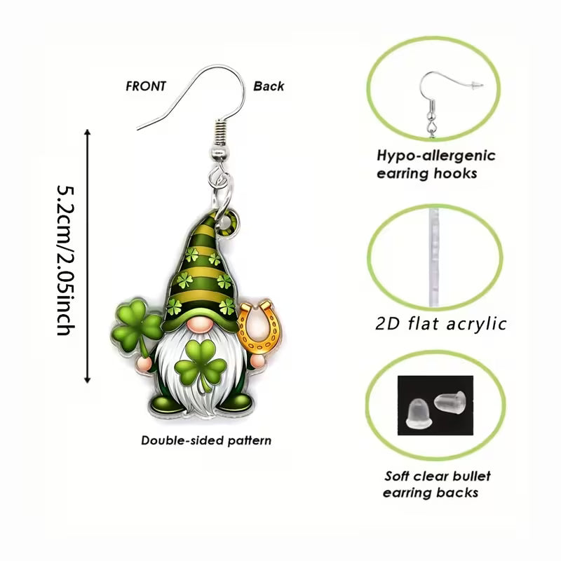 St Patricks Day Earrings | Piercing Dangle Earrings Green💋