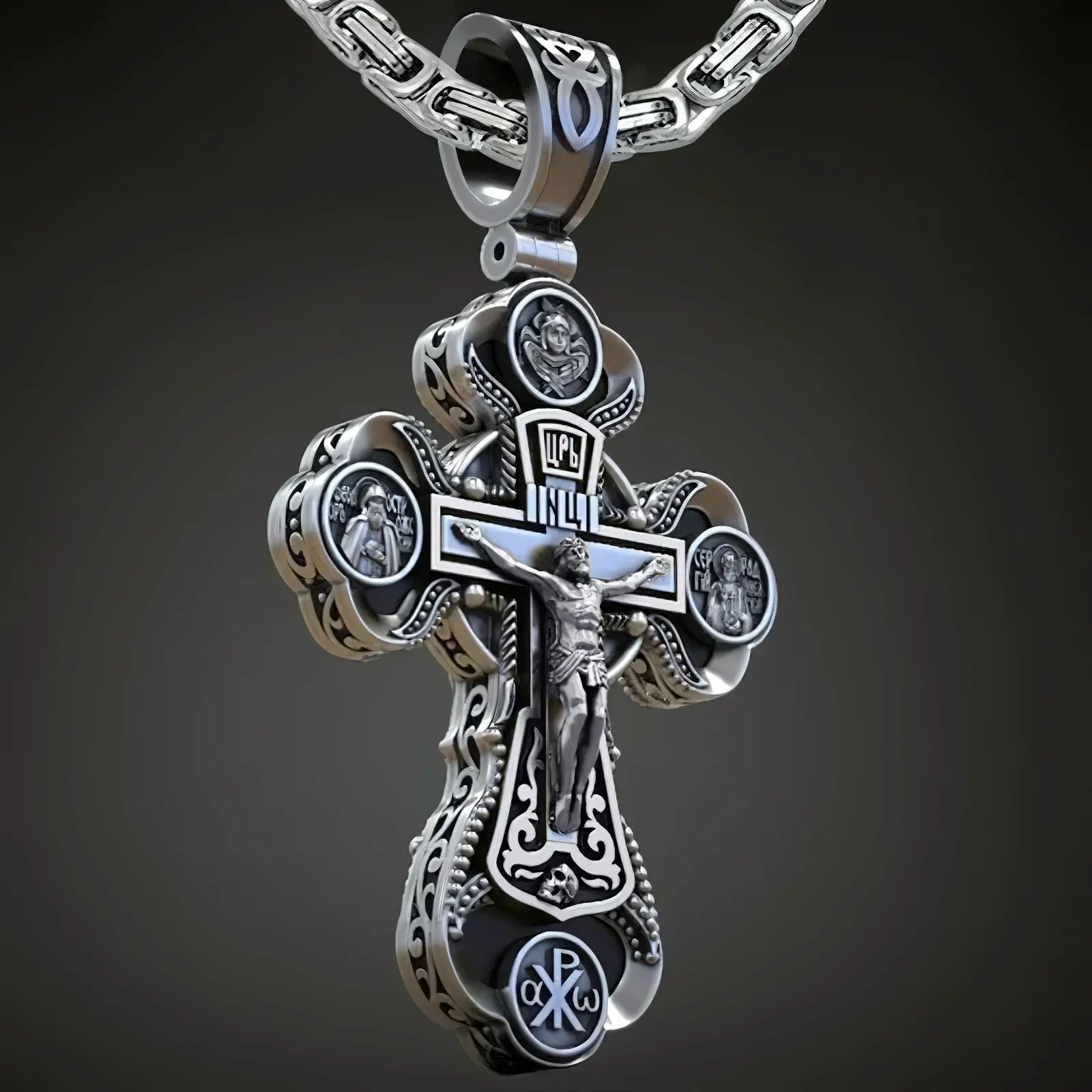 Two-Sided Devotional Cross - Jesus & Mary in 925 Silver - Wearable Faith