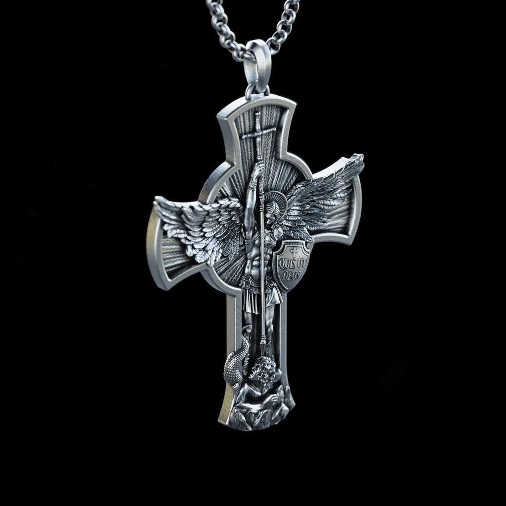New titanium steel/S925K silver Archangel St. Michael necklace