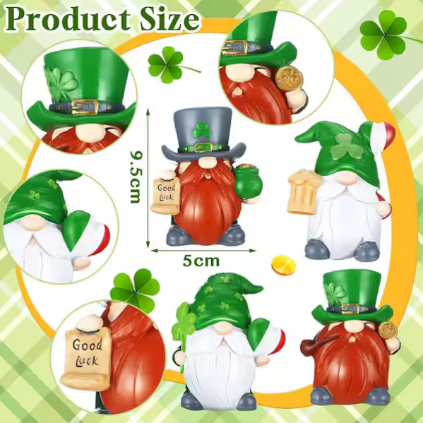 🔥Hot Sale 60% OFF 🍀4 pack St. Patrick's Day Resin Gnome Figurines💋