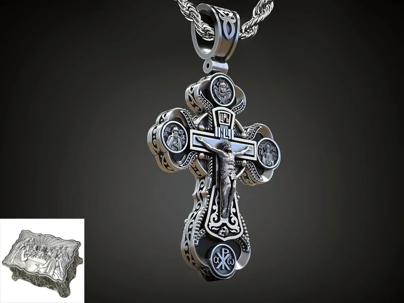 Two-Sided Devotional Cross - Jesus & Mary in 925 Silver - Wearable Faith