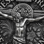 S925K Silver Jesus Crucifixion St. Benedict Medal Ring