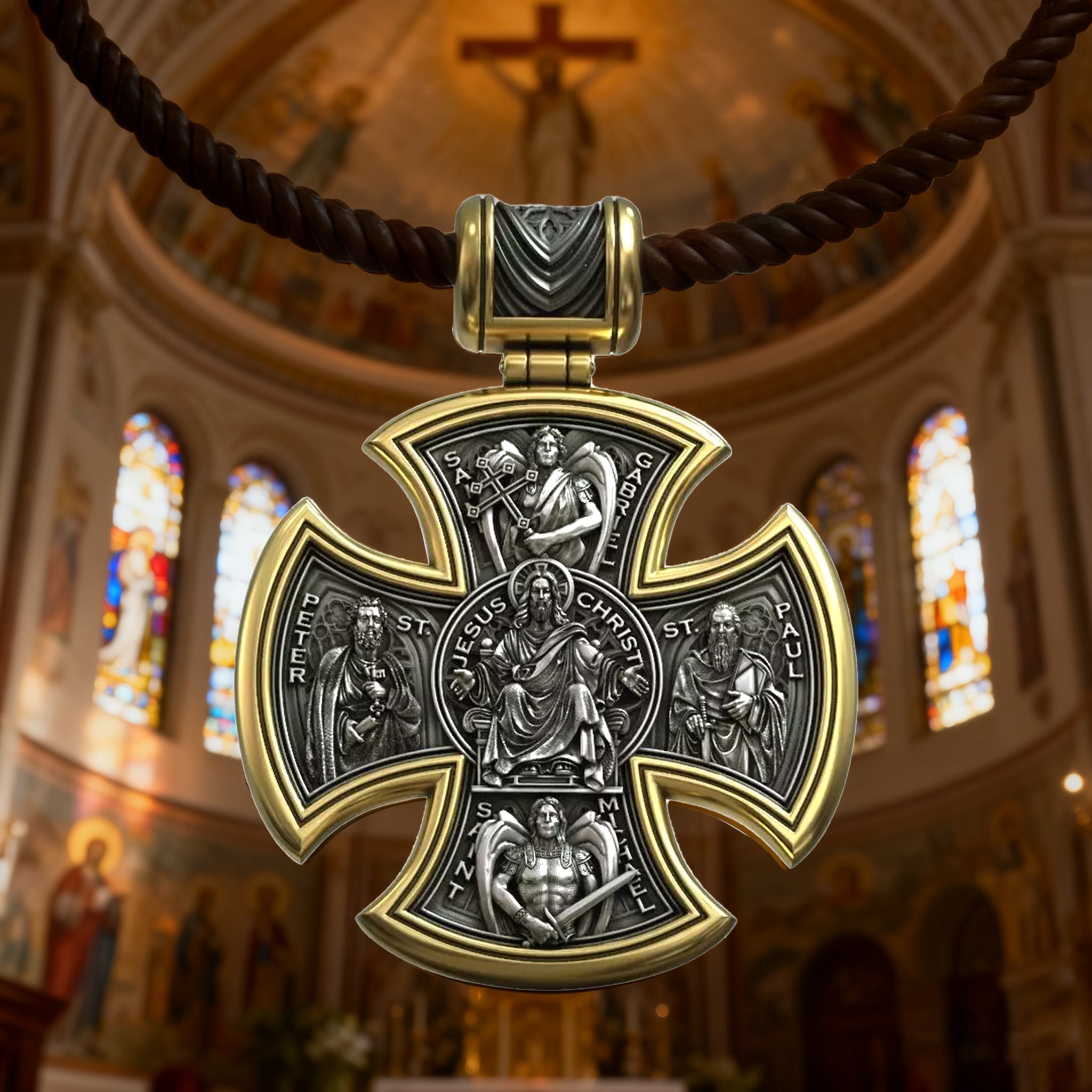 S925 sterling silver double-sided Jesus and Virgin Mary necklace