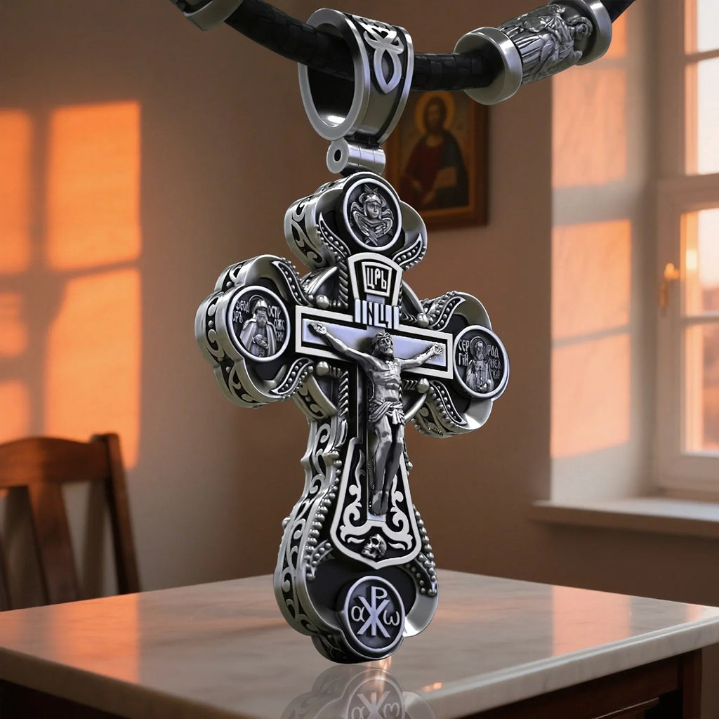 Two-Sided Devotional Cross - Jesus & Mary in 925 Silver - Wearable Faith