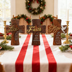 Ornate "Love" "Faith" "Hope" Wooden Cross, Solid Wood Cross