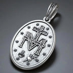 S925K Silver Miracle Medal English Version Inscription Necklace