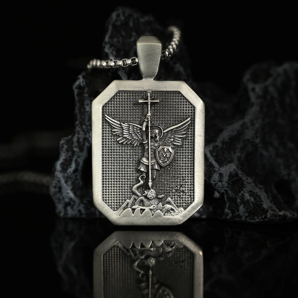 St.Michael Archangel Necklace guardian angel patron saint of paratroopers police military paramedics firemen Michael talisman protection